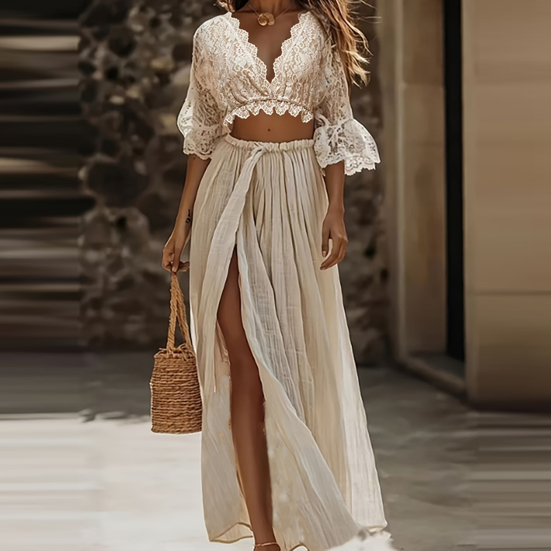 Woman Formal Wear - Sexy V-neck Flare Sleeve Top with