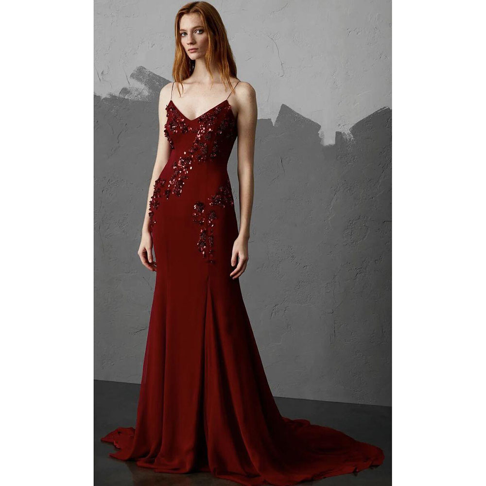 Formal Dress Female - Red Evening Dresses Women Spaghetti Strap