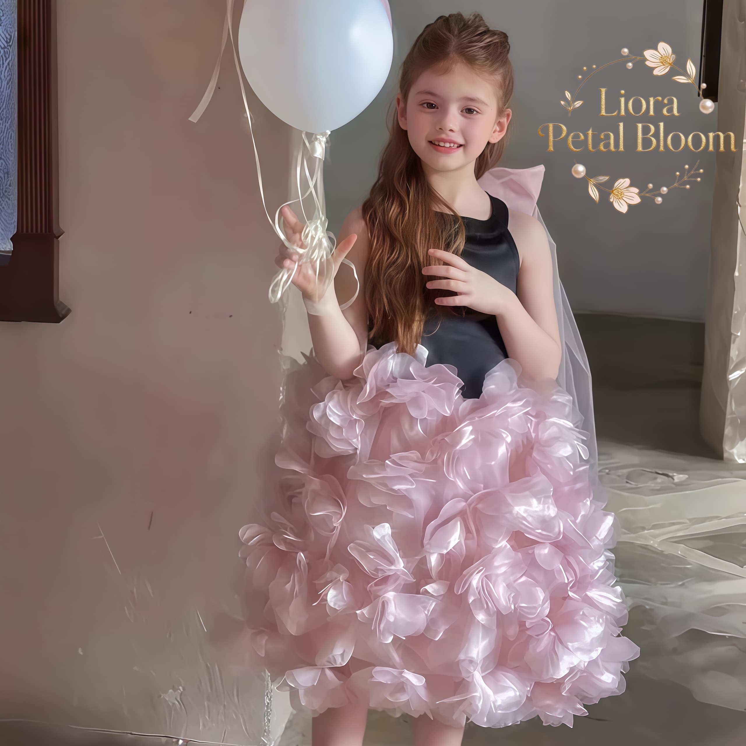Woman Formal Wear - Girls' Black Floral Tulle Dress Girls'