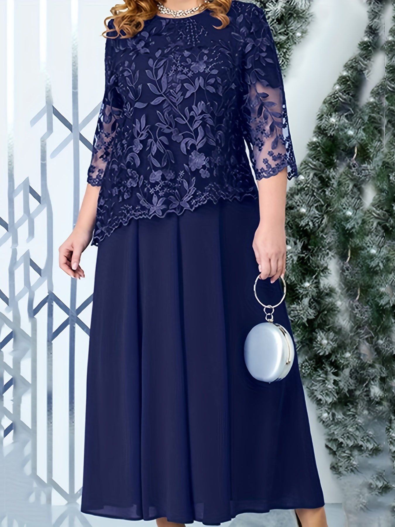 Elderly Women Formal Wear - Plus size women's dress with embroidered