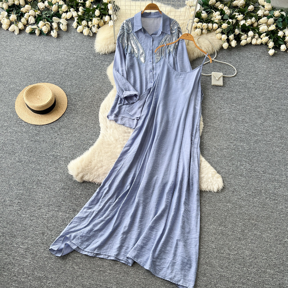 Women Two Piece Sets Dress Set - Shift Dress Sleeveless ulasan dan harga