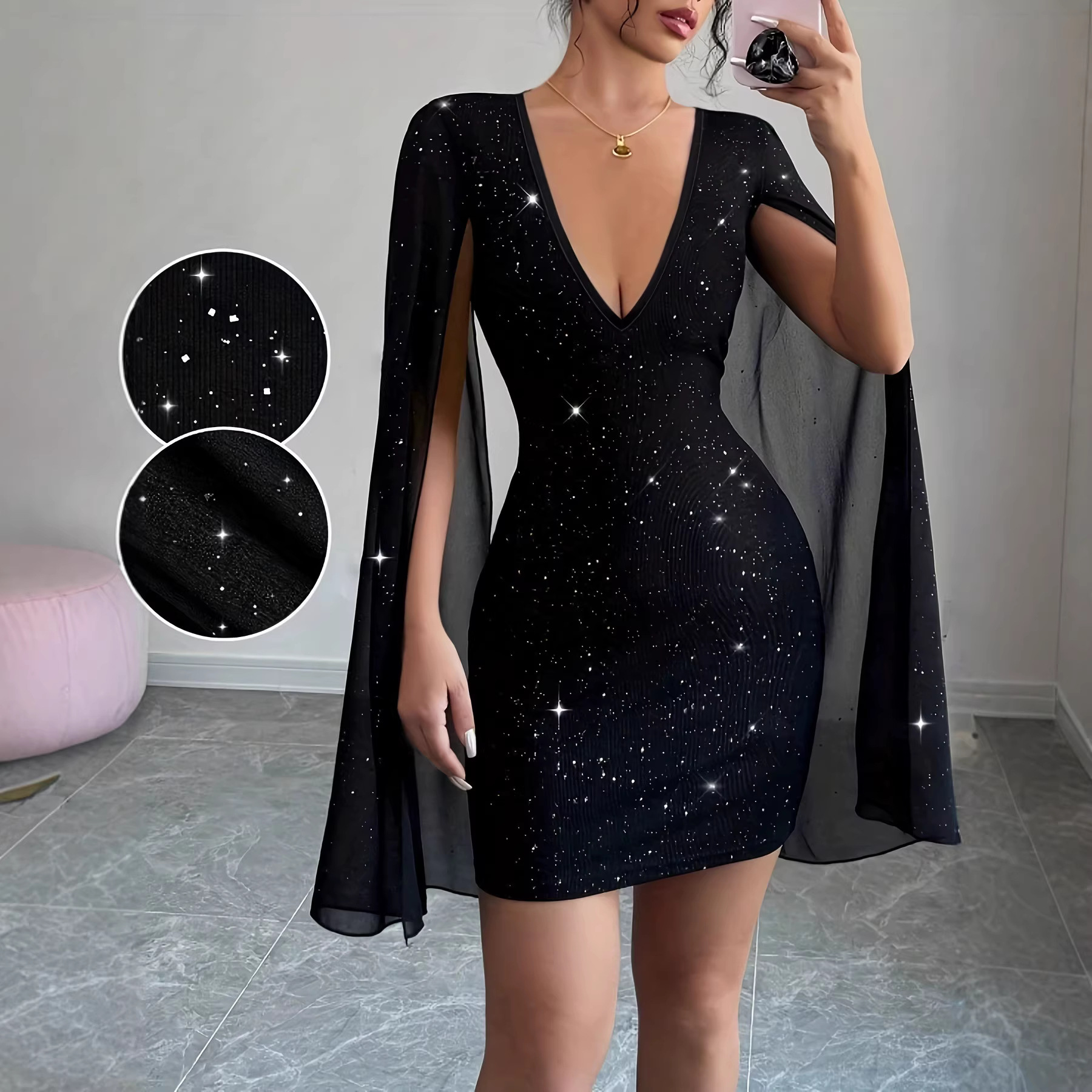 V Neck Bodycon Midi Dress Eleg - Woman Formal Wear ulasan dan harga