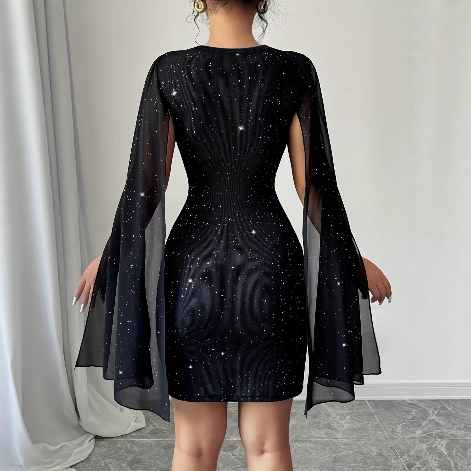 V Neck Bodycon Midi Dress Eleg - Woman Formal Wear ulasan dan harga