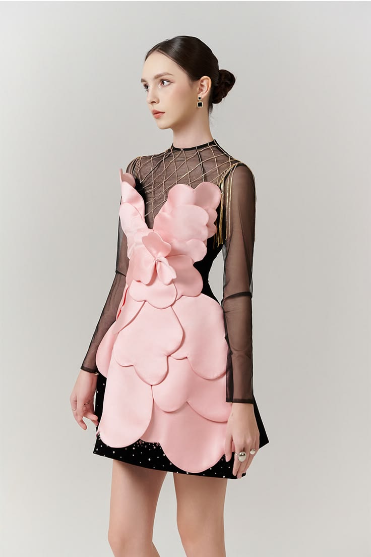 Gothic Black Pink Floral Mini  - Woman Formal Wear ulasan dan harga