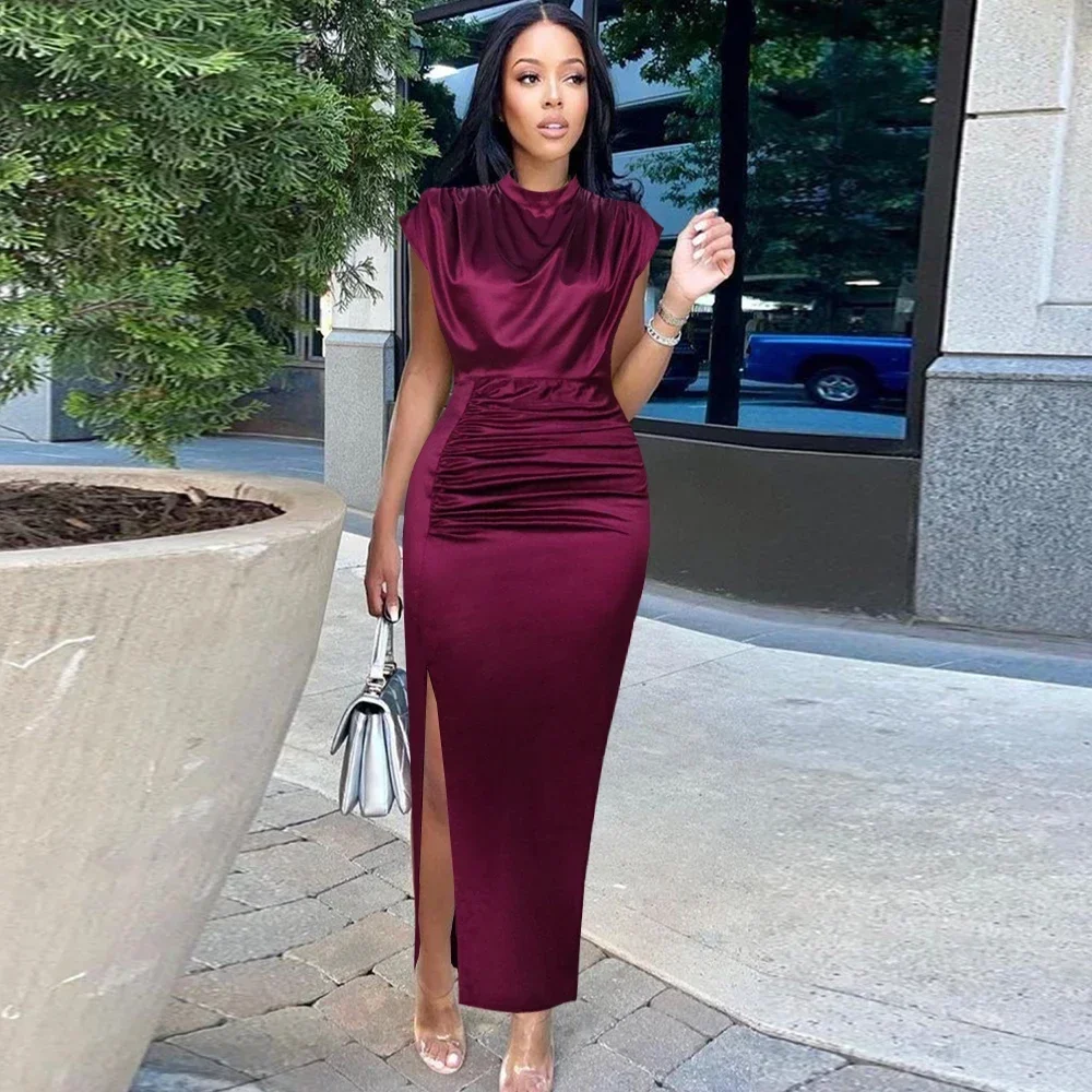 Burgundy Dresses Plus Size 4XL - Elderly Women Formal Wear ulasan dan harga