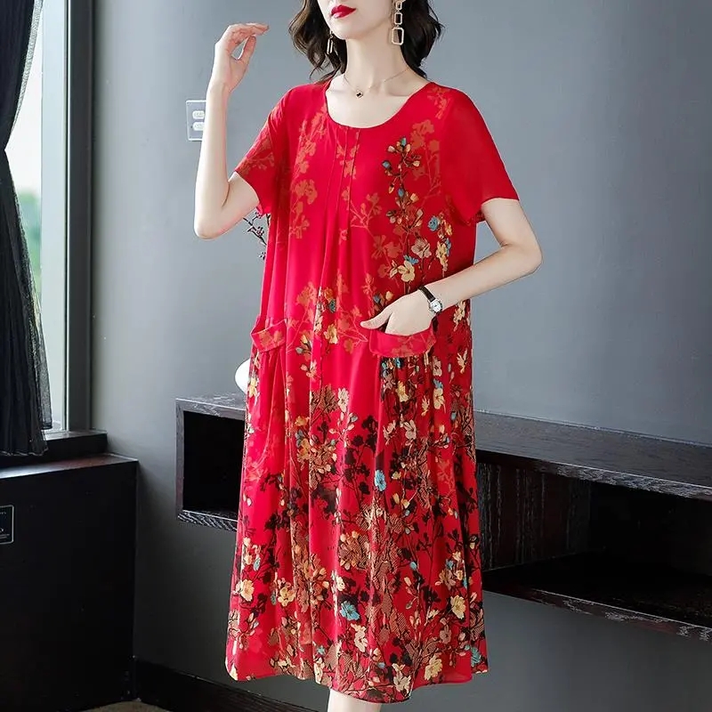 Mother Clothes Summer Chiffon  - Elderly Women Formal Wear ulasan dan harga