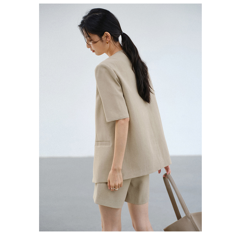 Solid Color 100% Natural Linen - Women Formal Wear Blazers ulasan dan harga