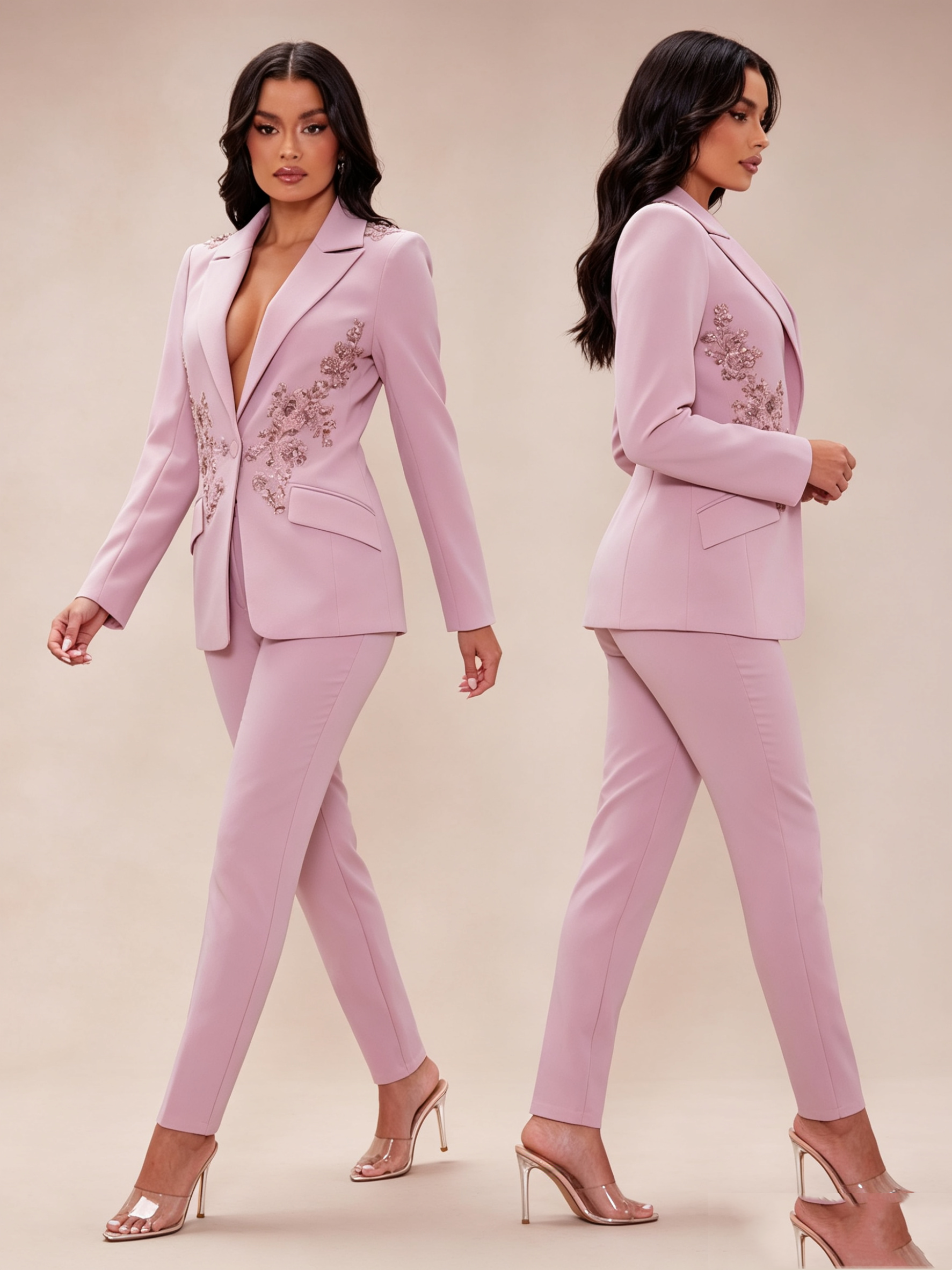 Pink Women Suits Set 2 Piece B - Women Formal Wear Blazers ulasan dan harga
