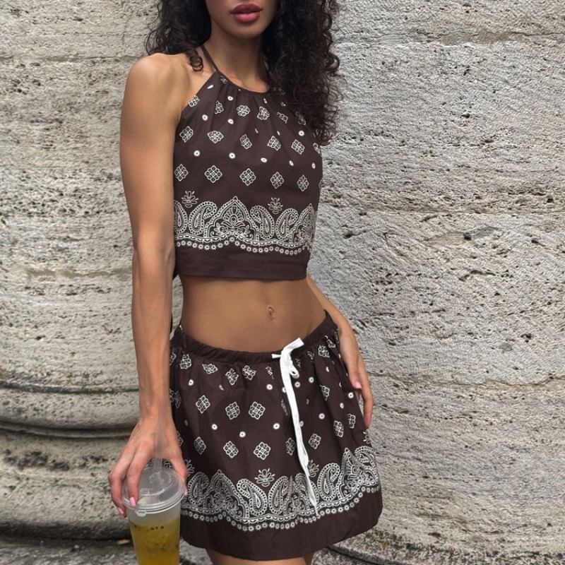 BWQ Vintage Print Dress Sets W - Shift Dress Sleeveless ulasan dan harga