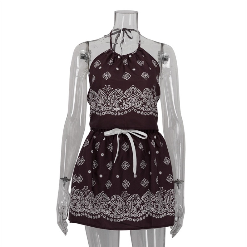 BWQ Vintage Print Dress Sets W - Shift Dress Sleeveless ulasan dan harga