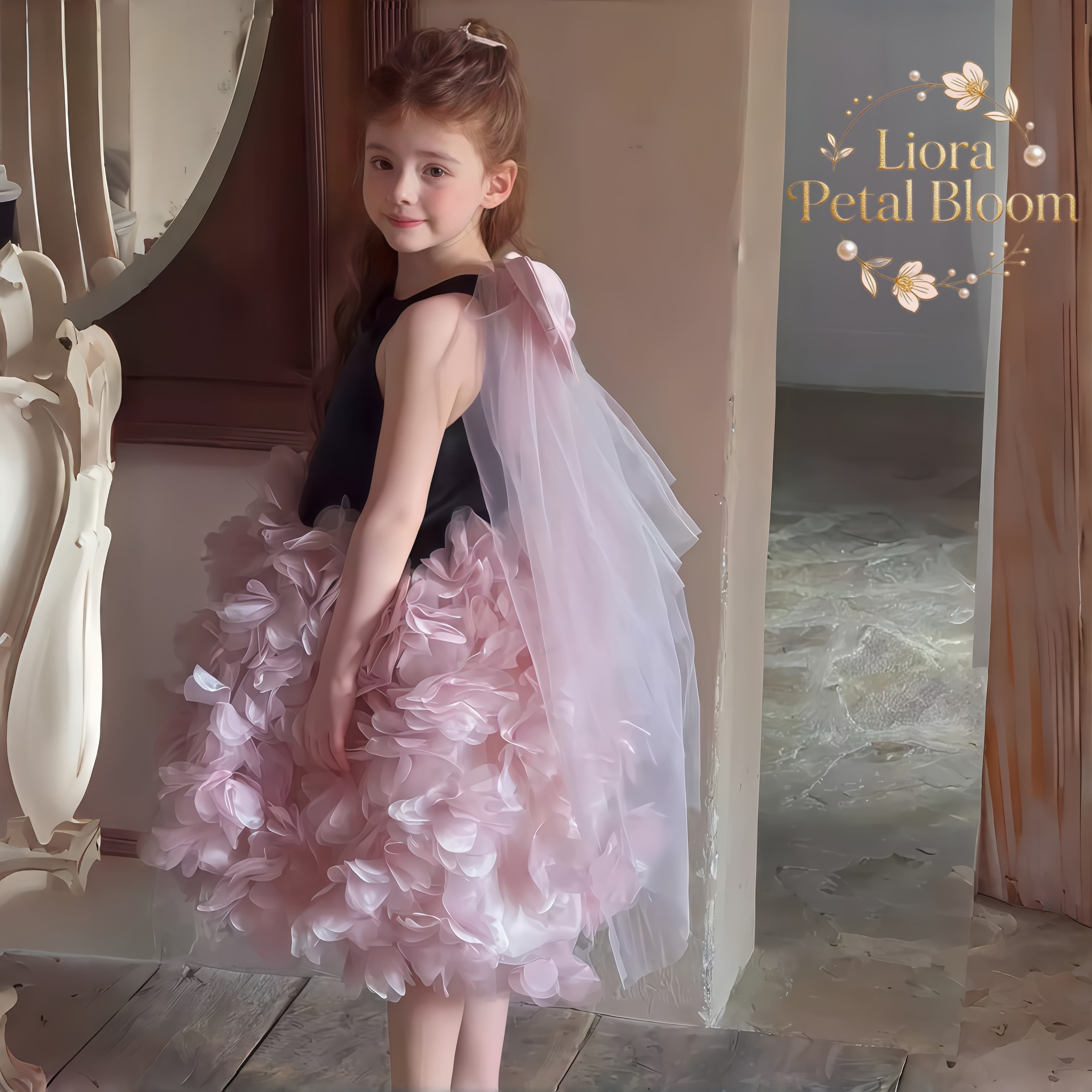 Girls' Black Floral Tulle Dres - Woman Formal Wear ulasan dan harga