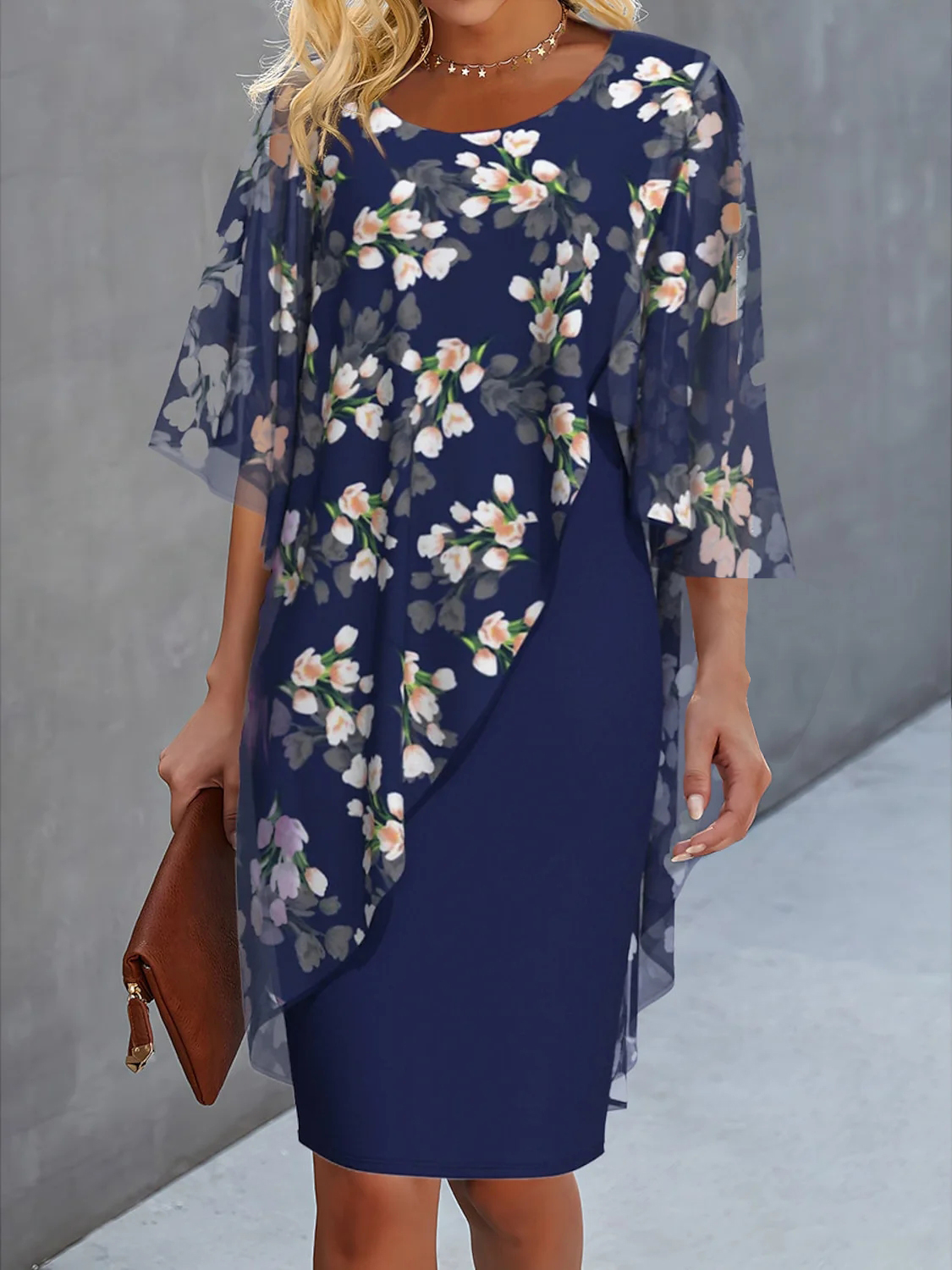 Plus size dress with printed f - Elderly Women Formal Wear ulasan dan harga