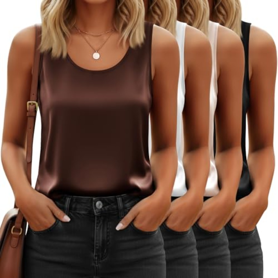 4 Pack Women's Silk Satin Tank - Silk Camisole Work ulasan dan harga