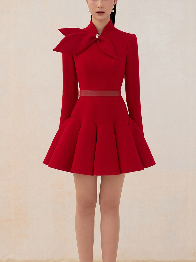 tailor shop light red wool dre - Formal Dress Female ulasan dan harga