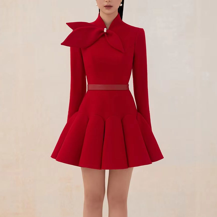 tailor shop light red wool dre - Formal Dress Female ulasan dan harga