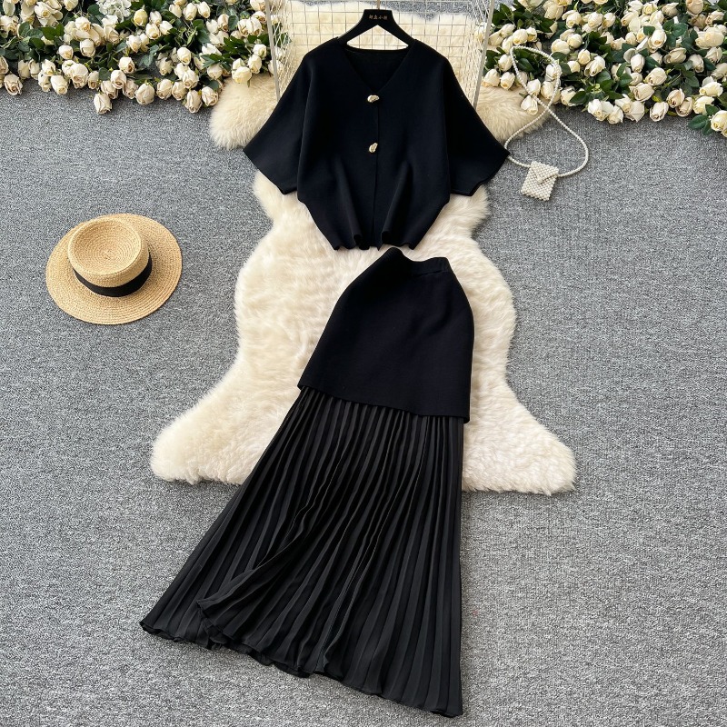 Knit Two Piece Women Top Dress - Shift Dress Sleeveless ulasan dan harga