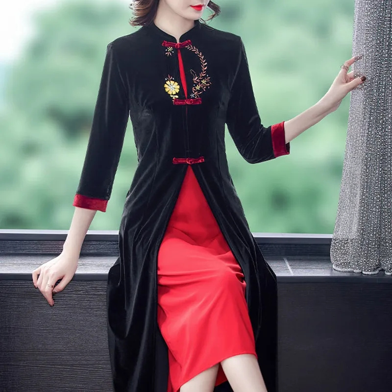 Middle Aged Female Golden Velv - Elderly Women Formal Wear ulasan dan harga
