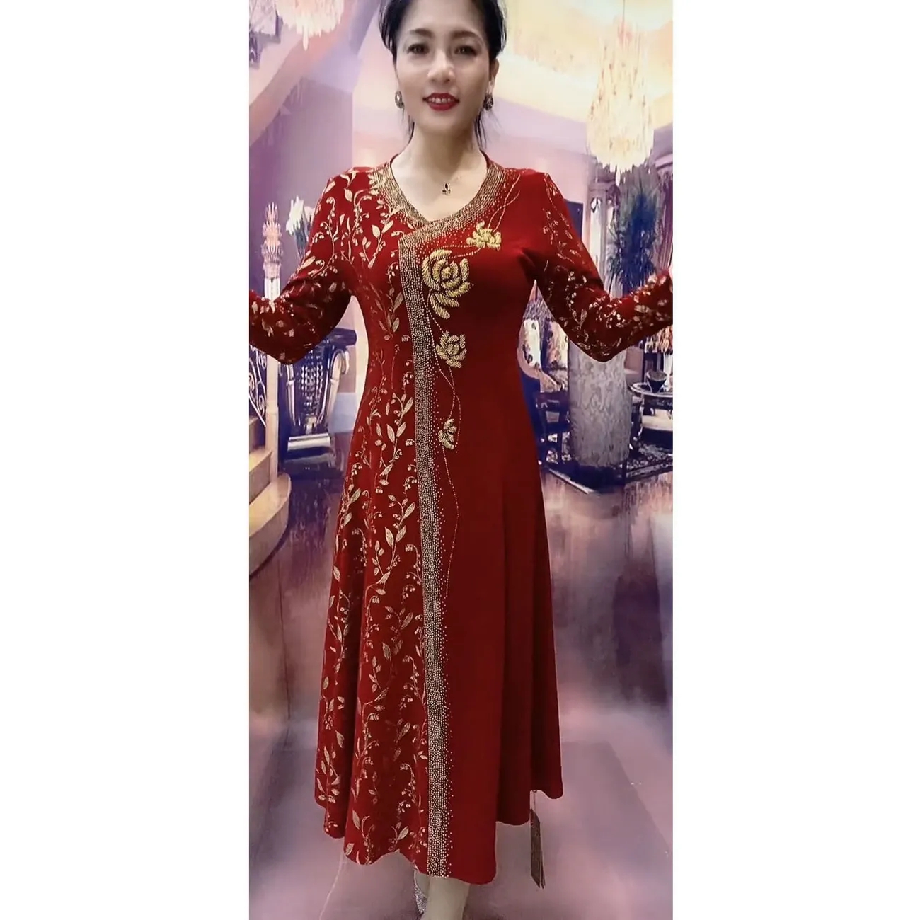 Spring Autumn New Wedding Dres - Elderly Women Formal Wear ulasan dan harga