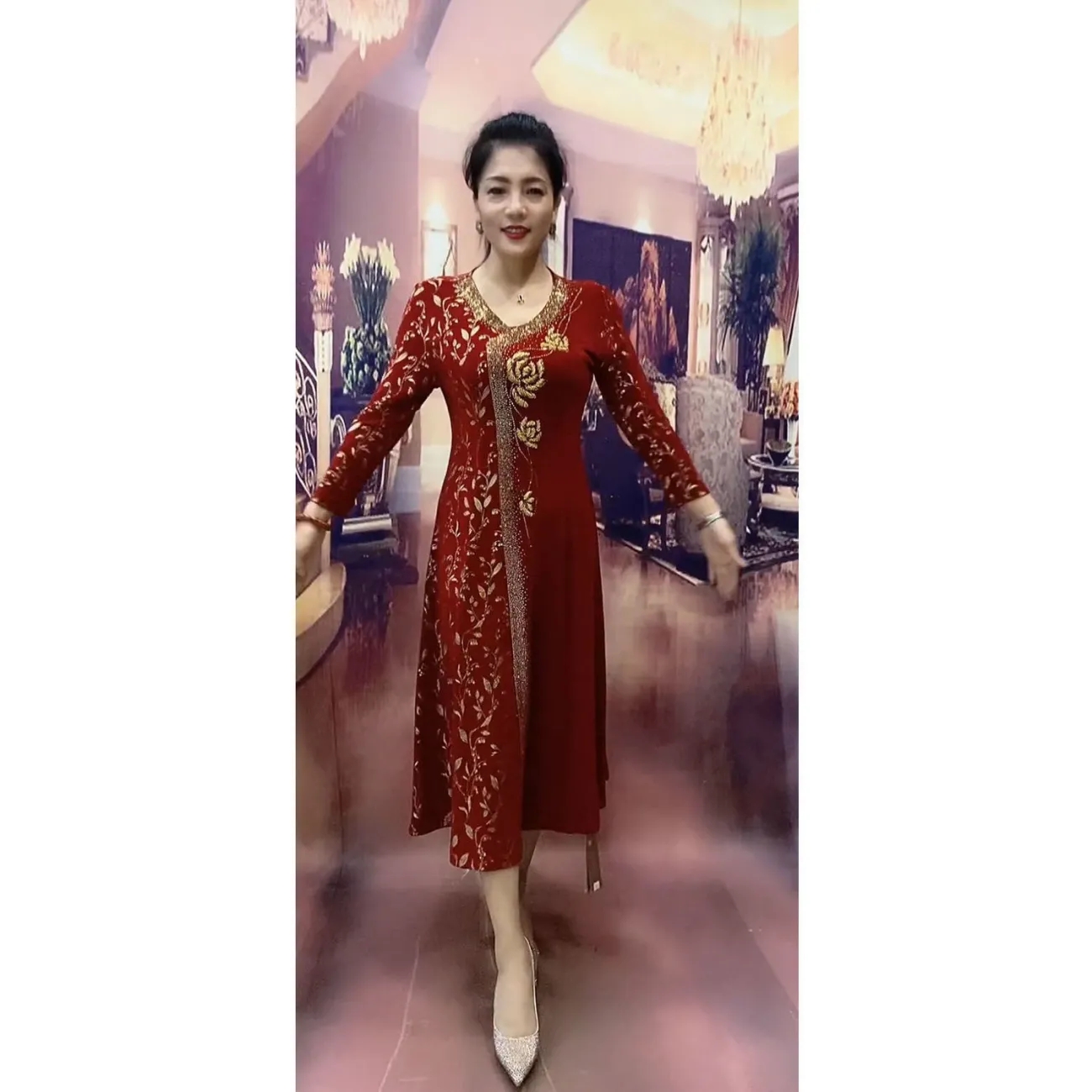 Spring Autumn New Wedding Dres - Elderly Women Formal Wear ulasan dan harga