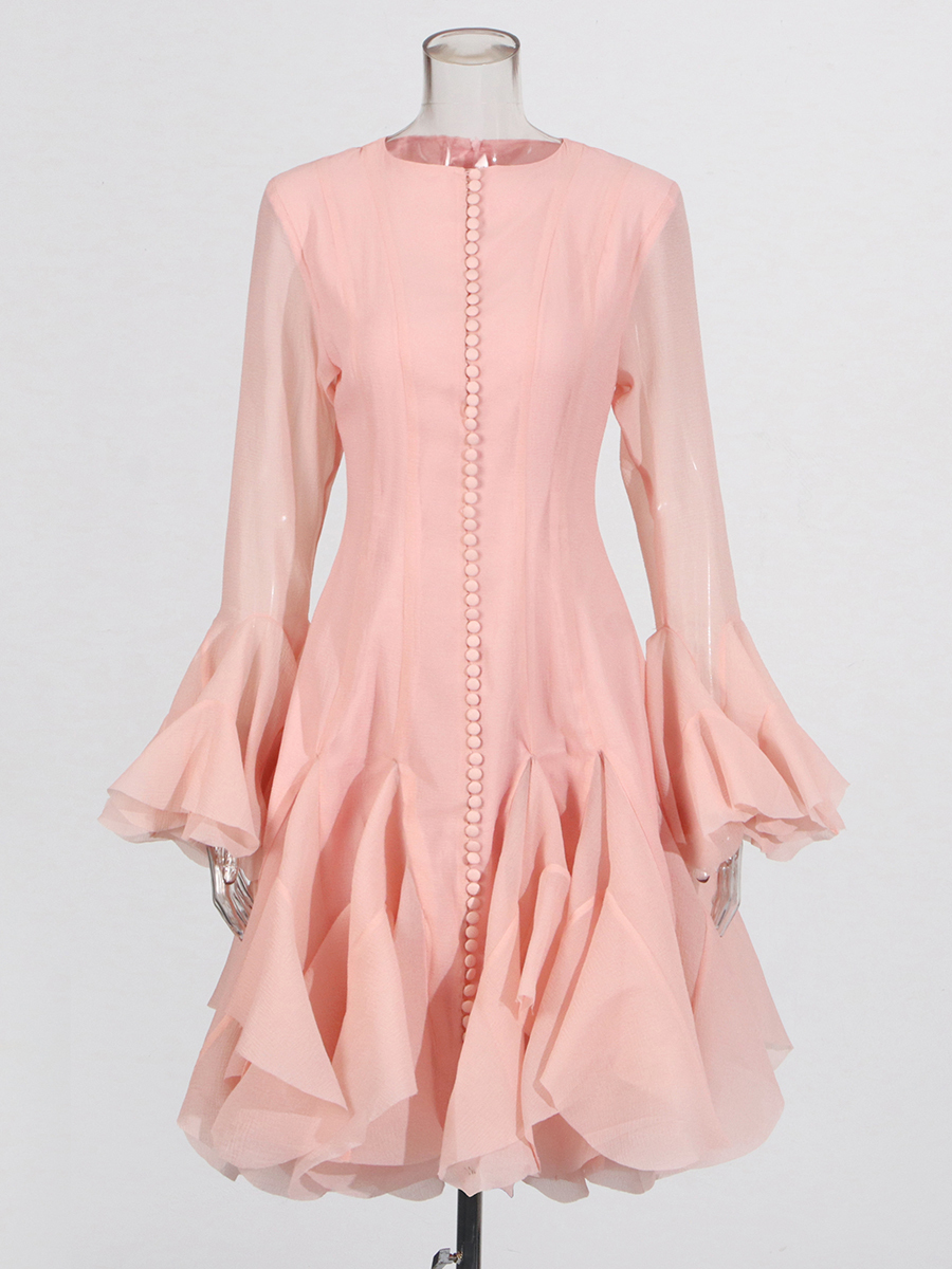 TWOTWINSTYLE Pink Patchwork Ru - Formal Dress Female ulasan dan harga