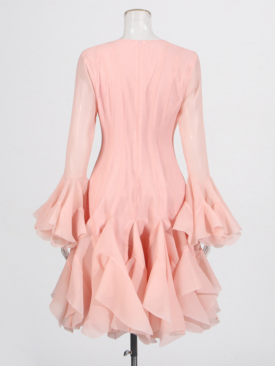 TWOTWINSTYLE Pink Patchwork Ru - Formal Dress Female ulasan dan harga